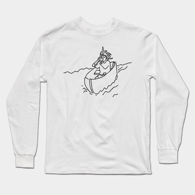 Unicorn in a Canoe Long Sleeve T-Shirt by A Magical Mess